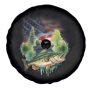 Bass Fishing Patriotic American Flag Spare Tire Cover TS14 Print Your Wear