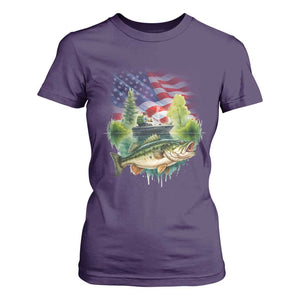 Bass Fishing Patriotic American Flag T Shirt For Women TS14 Purple Print Your Wear
