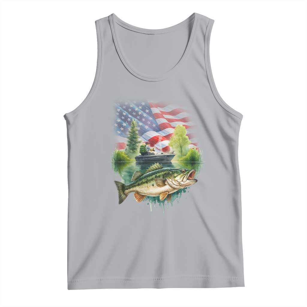 Bass Fishing Patriotic American Flag Tank Top TS14 Athletic Heather Print Your Wear