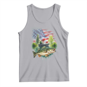 Bass Fishing Patriotic American Flag Tank Top TS14 Athletic Heather Print Your Wear