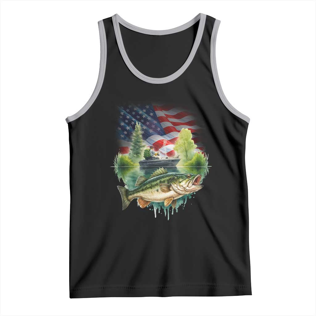 Bass Fishing Patriotic American Flag Tank Top TS14 Black Athletic Heather Print Your Wear