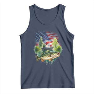 Bass Fishing Patriotic American Flag Tank Top TS14 Navy Print Your Wear