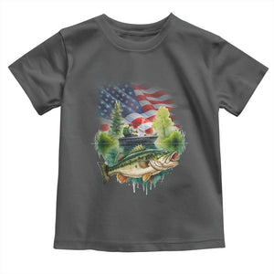 Bass Fishing Patriotic American Flag Toddler T Shirt TS14 Dark Heather Print Your Wear
