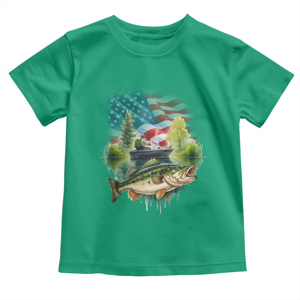 Bass Fishing Patriotic American Flag Toddler T Shirt TS14 Irish Green Print Your Wear