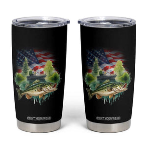 Bass Fishing Patriotic American Flag Tumbler Cup TS14 Black Print Your Wear