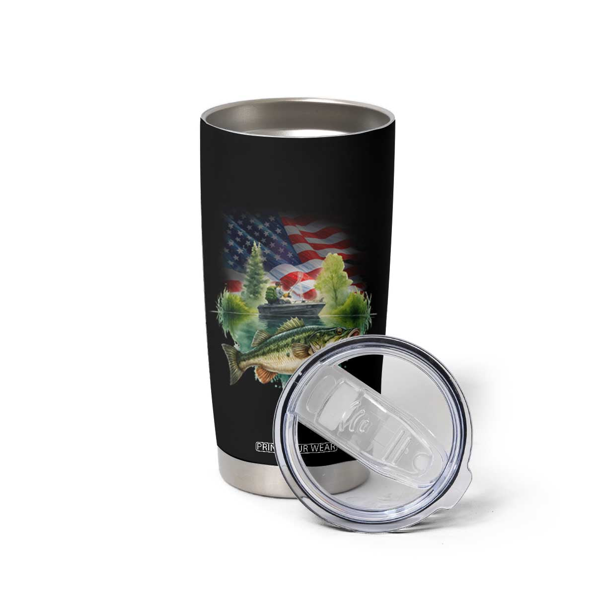 Bass Fishing Patriotic American Flag Tumbler Cup TS14 Print Your Wear