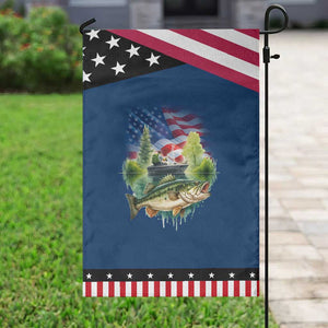 Bass Fishing Patriotic American Flag Garden Flag TS14 Classic Blue Black Print Your Wear