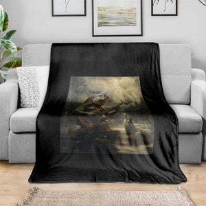 Weird Bass Fish Playing Bass Guitar Throw Blanket Funny Cursed Meme TS14 Print Your Wear