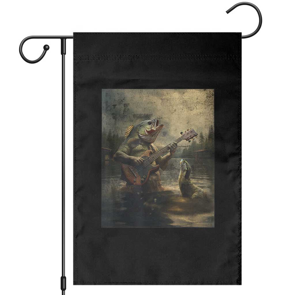 Weird Bass Fish Playing Bass Guitar Garden Flag Funny Cursed Meme TS14 Black Print Your Wear
