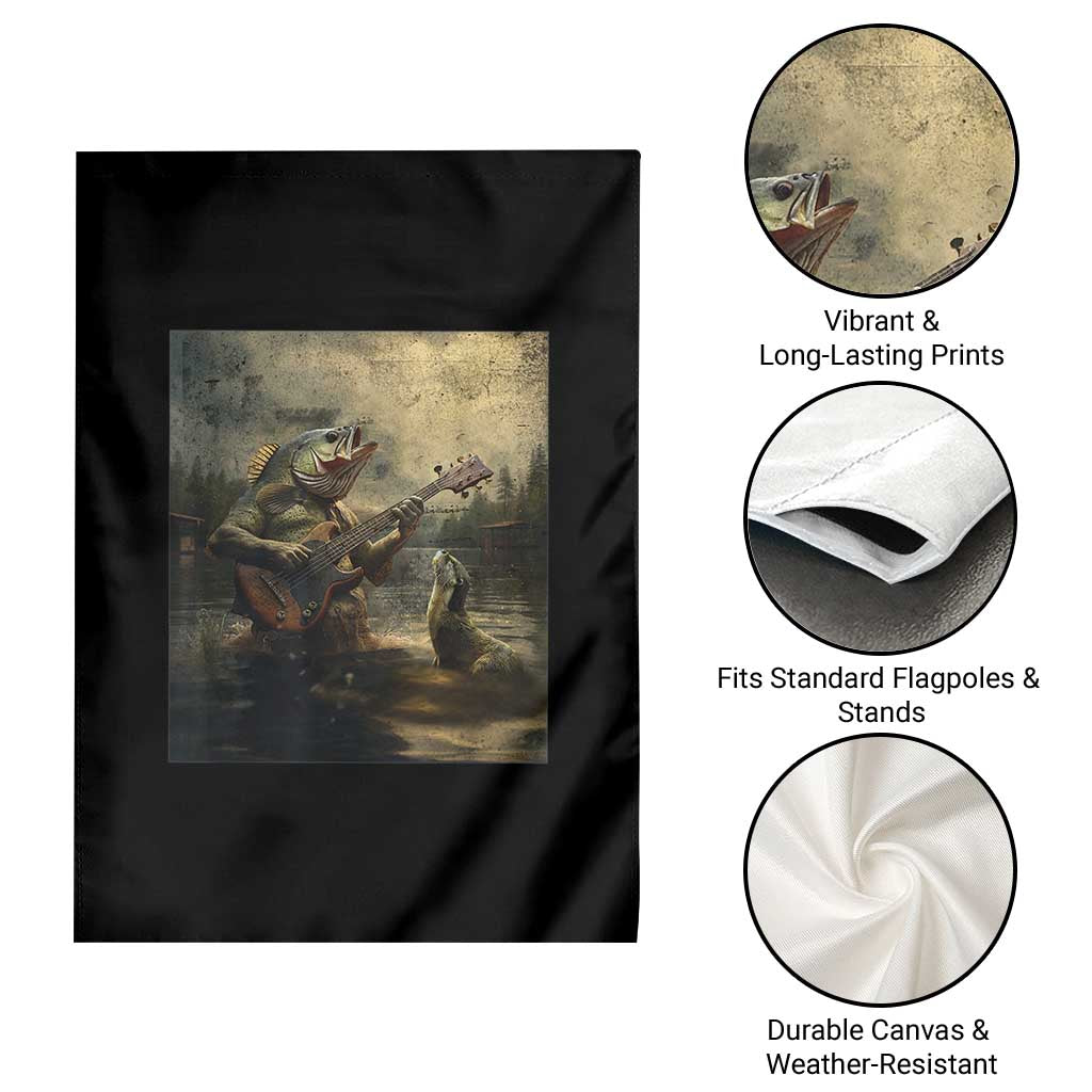 Weird Bass Fish Playing Bass Guitar Garden Flag Funny Cursed Meme TS14 Print Your Wear