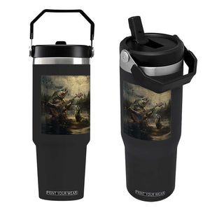 Weird Bass Fish Playing Bass Guitar Flip Straw Tumbler Funny Cursed Meme TS14 One Size: 30 oz Black Print Your Wear