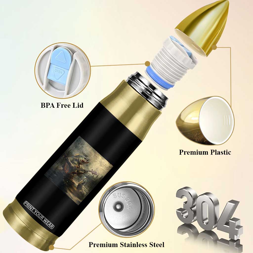 Weird Bass Fish Playing Bass Guitar Bullet Tumbler Funny Cursed Meme TS14 Print Your Wear