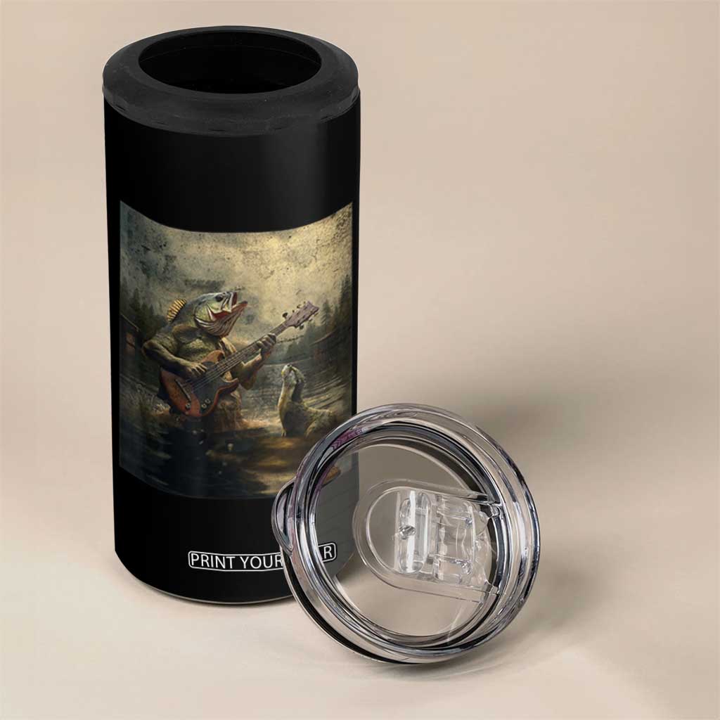 Weird Bass Fish Playing Bass Guitar 4 in 1 Can Cooler Tumbler Funny Cursed Meme TS14 Print Your Wear