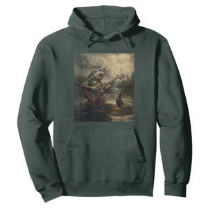 Weird Bass Fish Playing Bass Guitar Hoodie Funny Cursed Meme TS14 Dark Forest Green Print Your Wear