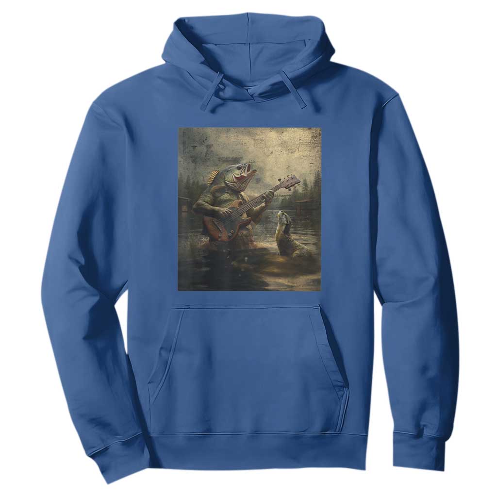 Weird Bass Fish Playing Bass Guitar Hoodie Funny Cursed Meme TS14 Royal Blue Print Your Wear