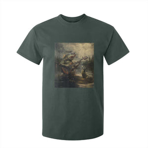 Weird Bass Fish Playing Bass Guitar T Shirt For Kid Funny Cursed Meme TS14 Dark Forest Green Print Your Wear