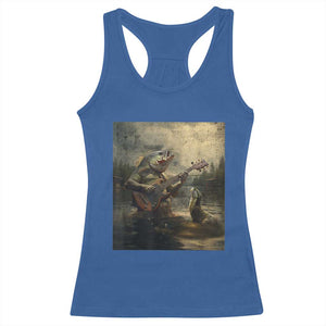Weird Bass Fish Playing Bass Guitar Racerback Tank Top Funny Cursed Meme TS14 Royal Blue Print Your Wear