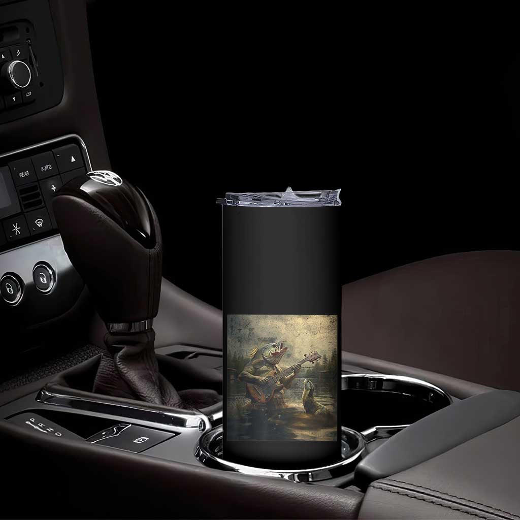 Weird Bass Fish Playing Bass Guitar Skinny Tumbler Funny Cursed Meme TS14 Print Your Wear