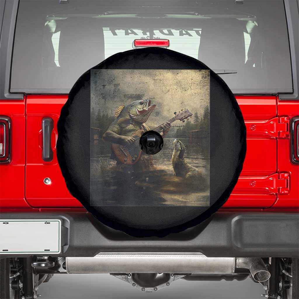 Weird Bass Fish Playing Bass Guitar Spare Tire Cover Funny Cursed Meme TS14 Black Print Your Wear