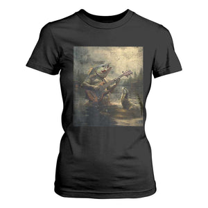 Weird Bass Fish Playing Bass Guitar T Shirt For Women Funny Cursed Meme TS14 Black Print Your Wear