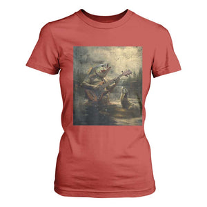 Weird Bass Fish Playing Bass Guitar T Shirt For Women Funny Cursed Meme TS14 Red Print Your Wear