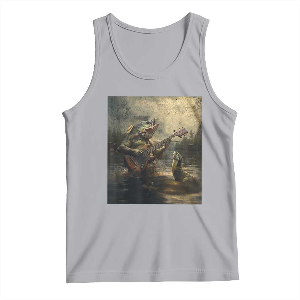 Weird Bass Fish Playing Bass Guitar Tank Top Funny Cursed Meme TS14 Athletic Heather Print Your Wear