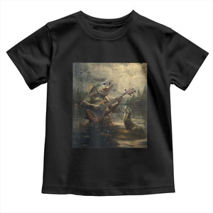 Weird Bass Fish Playing Bass Guitar Toddler T Shirt Funny Cursed Meme TS14 Black Print Your Wear