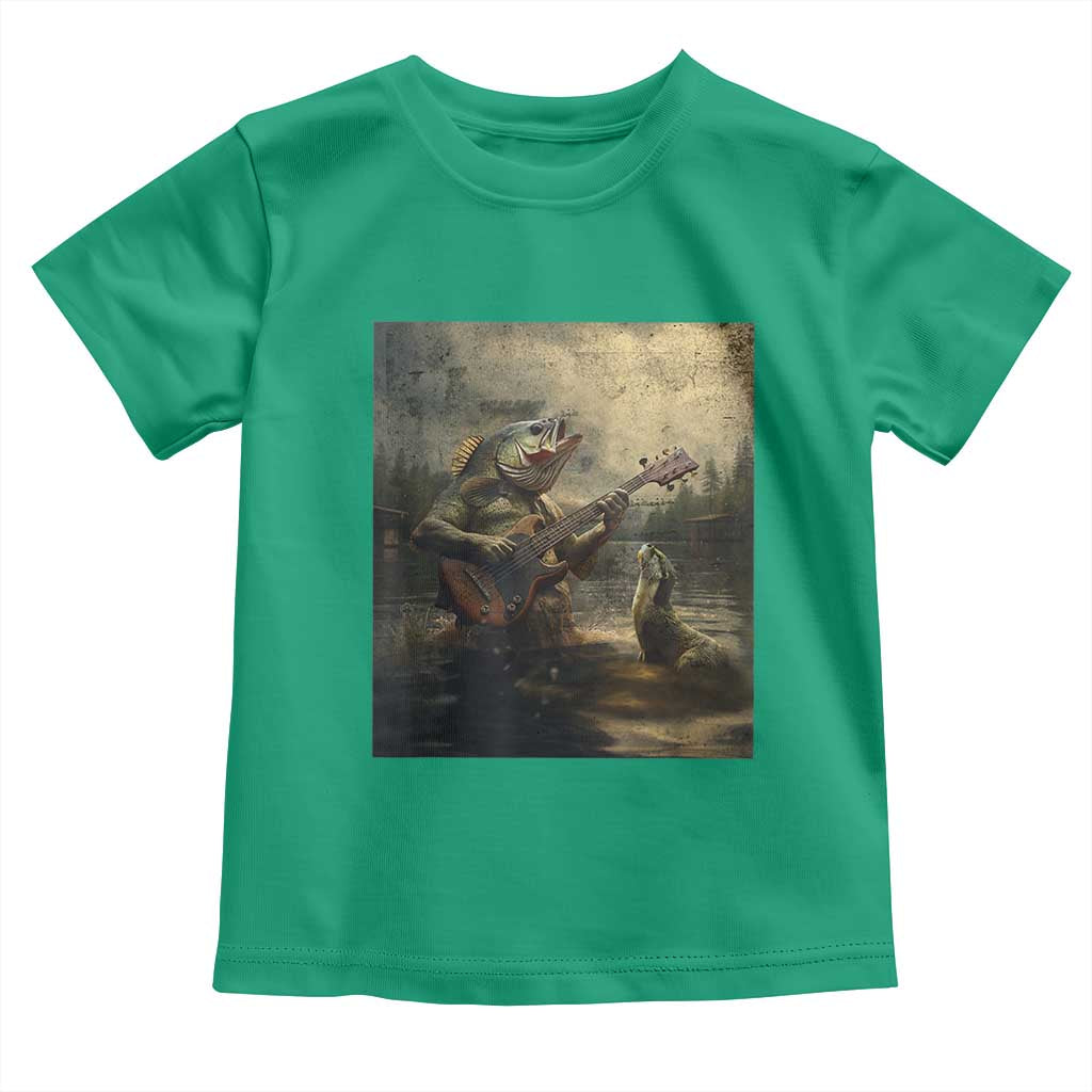 Weird Bass Fish Playing Bass Guitar Toddler T Shirt Funny Cursed Meme TS14 Irish Green Print Your Wear