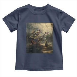 Weird Bass Fish Playing Bass Guitar Toddler T Shirt Funny Cursed Meme TS14 Navy Print Your Wear
