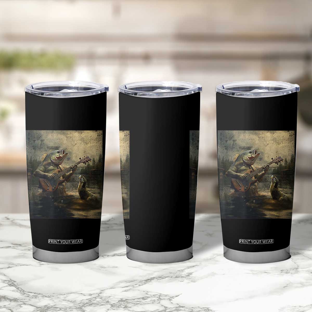 Weird Bass Fish Playing Bass Guitar Tumbler Cup Funny Cursed Meme TS14 Print Your Wear