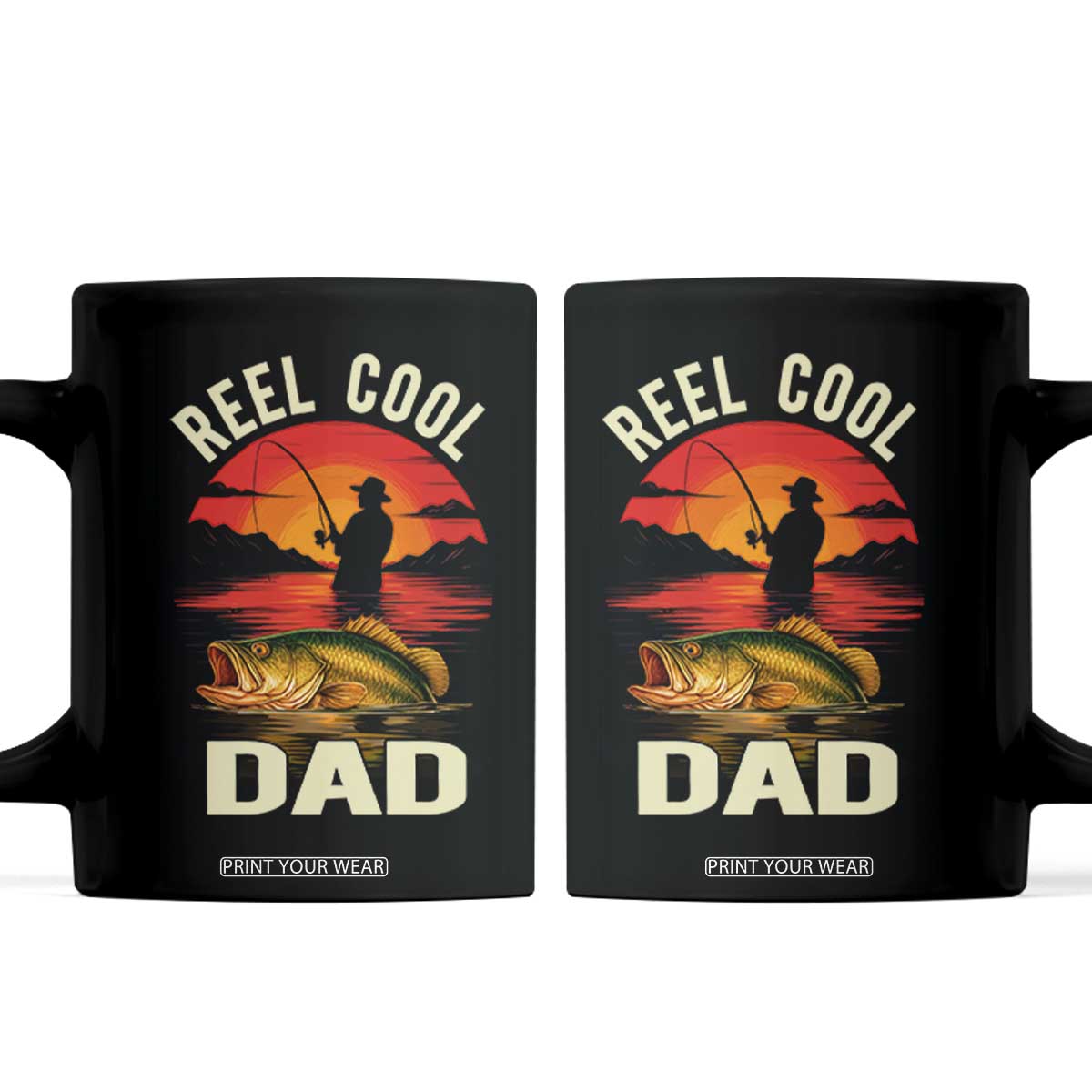 Funny Fishing Dad Coffee Mug Reel Cool Dad TS14 Black Print Your Wear