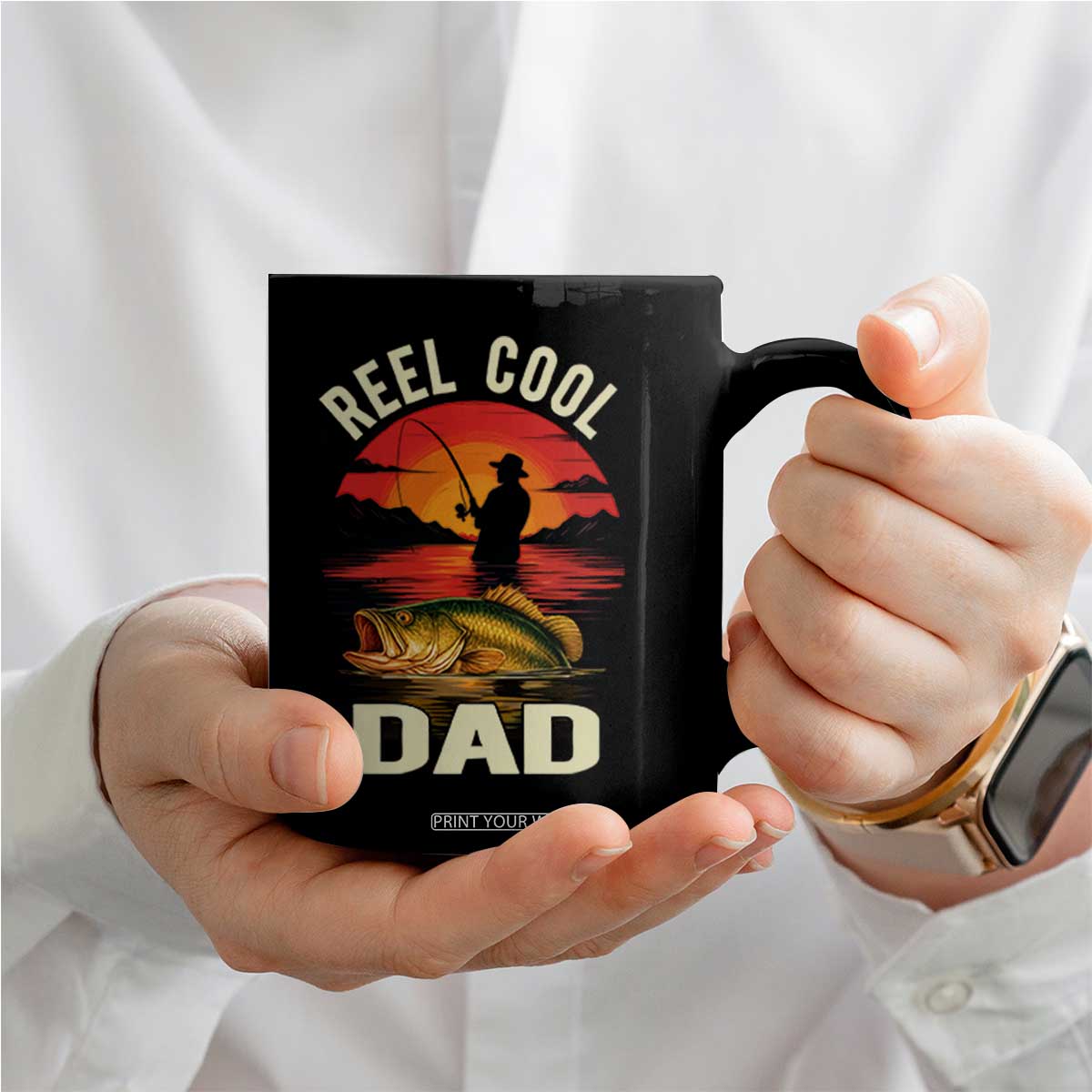 Funny Fishing Dad Coffee Mug Reel Cool Dad TS14 Print Your Wear