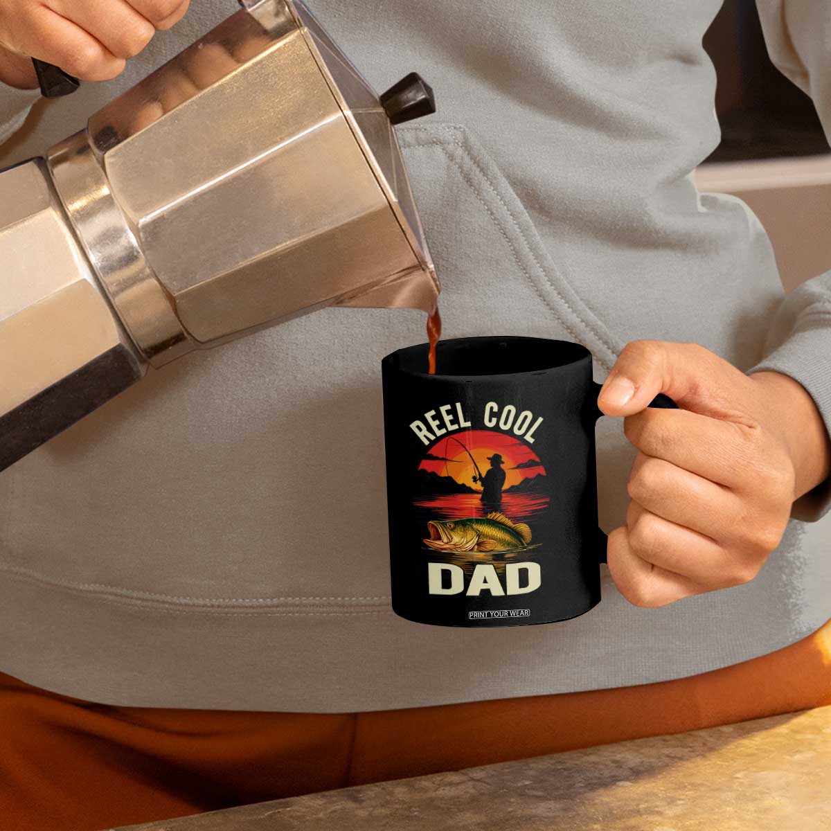 Funny Fishing Dad Coffee Mug Reel Cool Dad TS14 Print Your Wear
