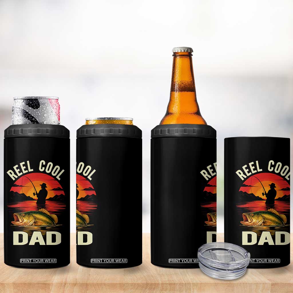 Funny Fishing Dad 4 in 1 Can Cooler Tumbler Reel Cool Dad TS14 Print Your Wear