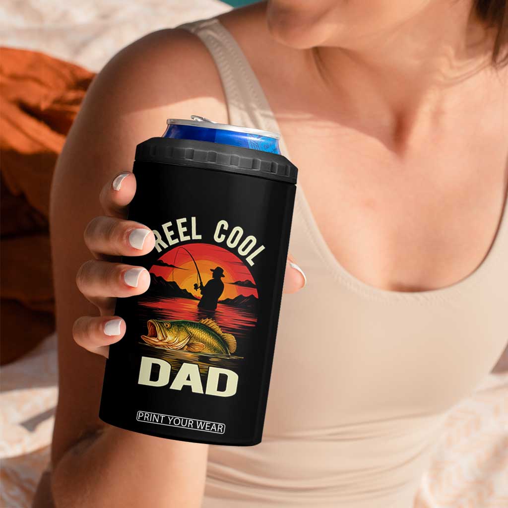 Funny Fishing Dad 4 in 1 Can Cooler Tumbler Reel Cool Dad TS14 Print Your Wear