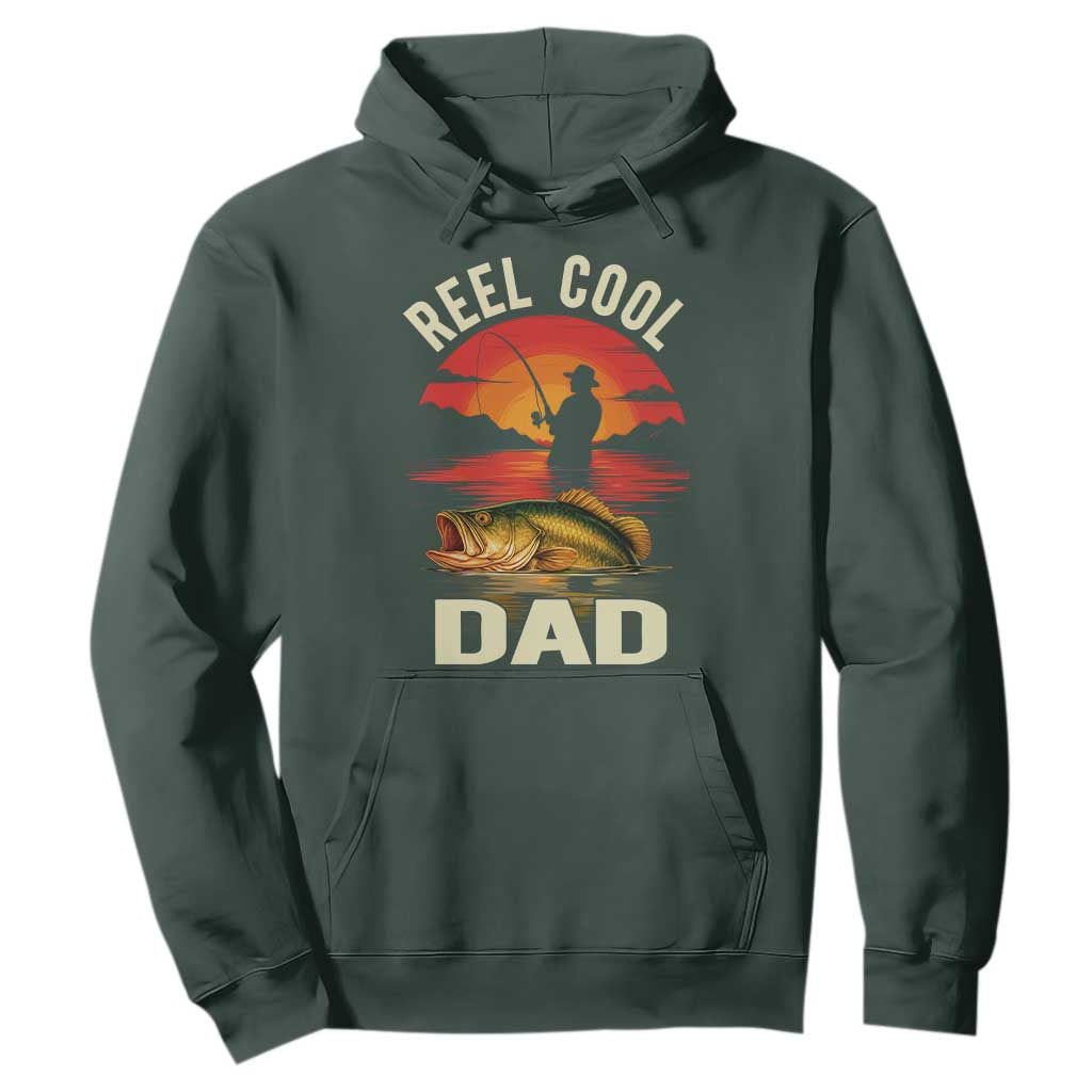 Funny Fishing Dad Hoodie Reel Cool Dad TS14 Dark Forest Green Print Your Wear