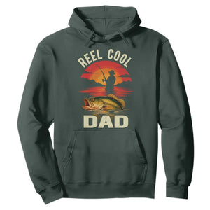 Funny Fishing Dad Hoodie Reel Cool Dad TS14 Dark Forest Green Print Your Wear