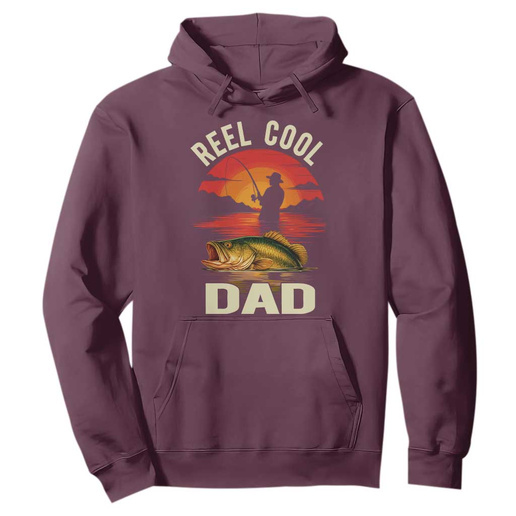 Funny Fishing Dad Hoodie Reel Cool Dad TS14 Maroon Print Your Wear