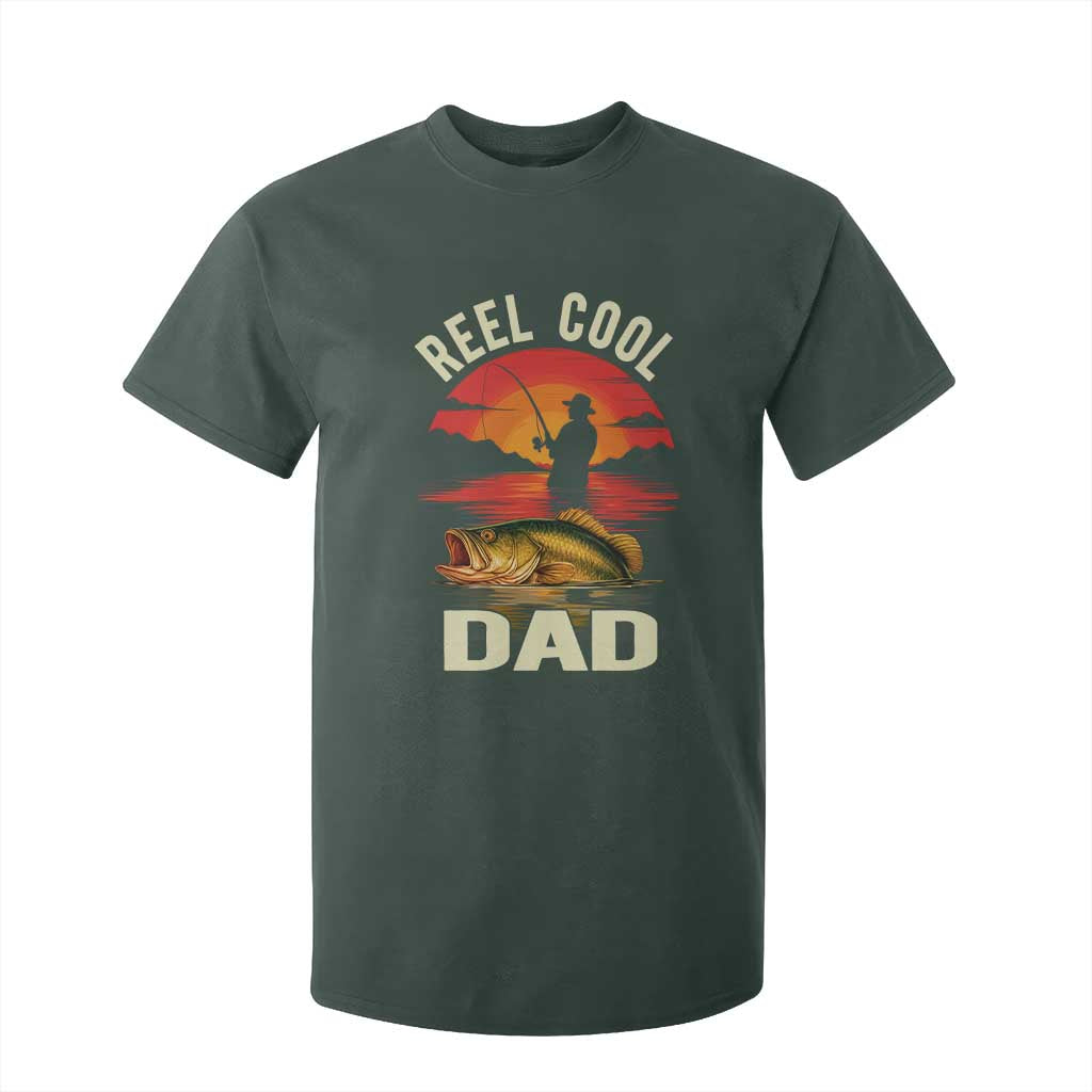 Funny Fishing Dad T Shirt For Kid Reel Cool Dad TS14 Dark Forest Green Print Your Wear