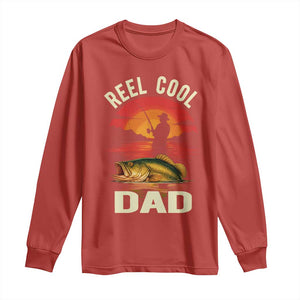 Funny Fishing Dad Long Sleeve Shirt Reel Cool Dad TS14 Red Print Your Wear