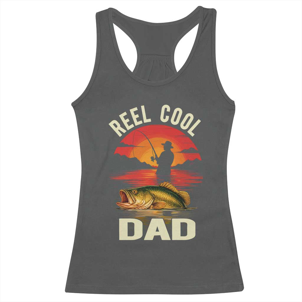 Funny Fishing Dad Racerback Tank Top Reel Cool Dad TS14 Dark Heather Print Your Wear