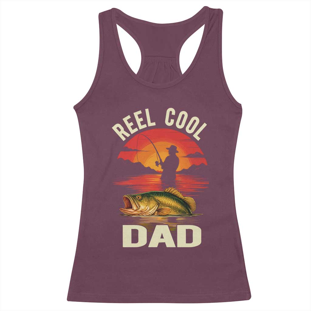 Funny Fishing Dad Racerback Tank Top Reel Cool Dad TS14 Maroon Print Your Wear