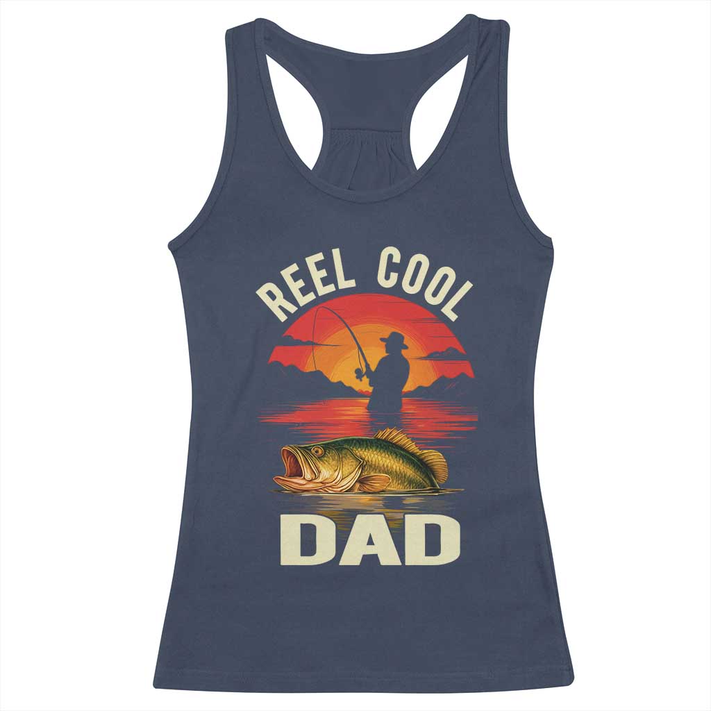 Funny Fishing Dad Racerback Tank Top Reel Cool Dad TS14 Navy Print Your Wear