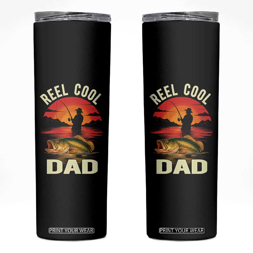 Funny Fishing Dad Skinny Tumbler Reel Cool Dad TS14 Black Print Your Wear