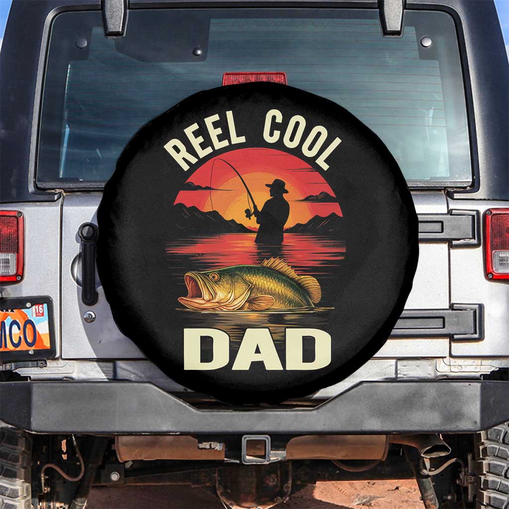 Funny Fishing Dad Spare Tire Cover Reel Cool Dad TS14 No hole Black Print Your Wear