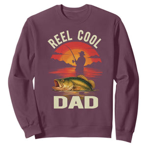 Funny Fishing Dad Sweatshirt Reel Cool Dad TS14 Maroon Print Your Wear