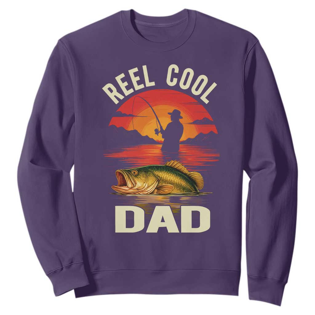 Funny Fishing Dad Sweatshirt Reel Cool Dad TS14 Purple Print Your Wear