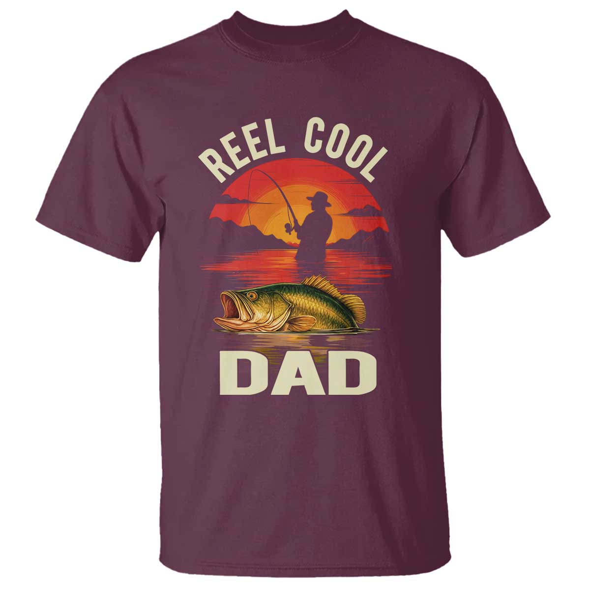 Funny Fishing Dad T Shirt Reel Cool Dad TS14 Maroon Print Your Wear