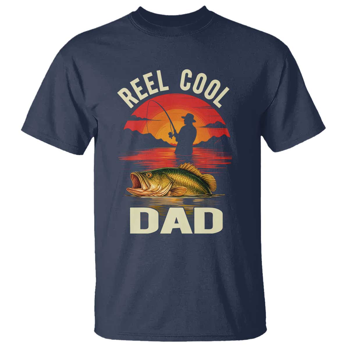 Funny Fishing Dad T Shirt Reel Cool Dad TS14 Navy Print Your Wear