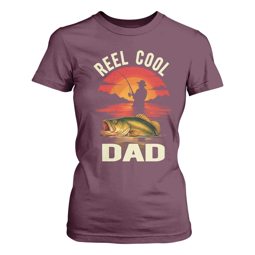 Funny Fishing Dad T Shirt For Women Reel Cool Dad TS14 Maroon Print Your Wear